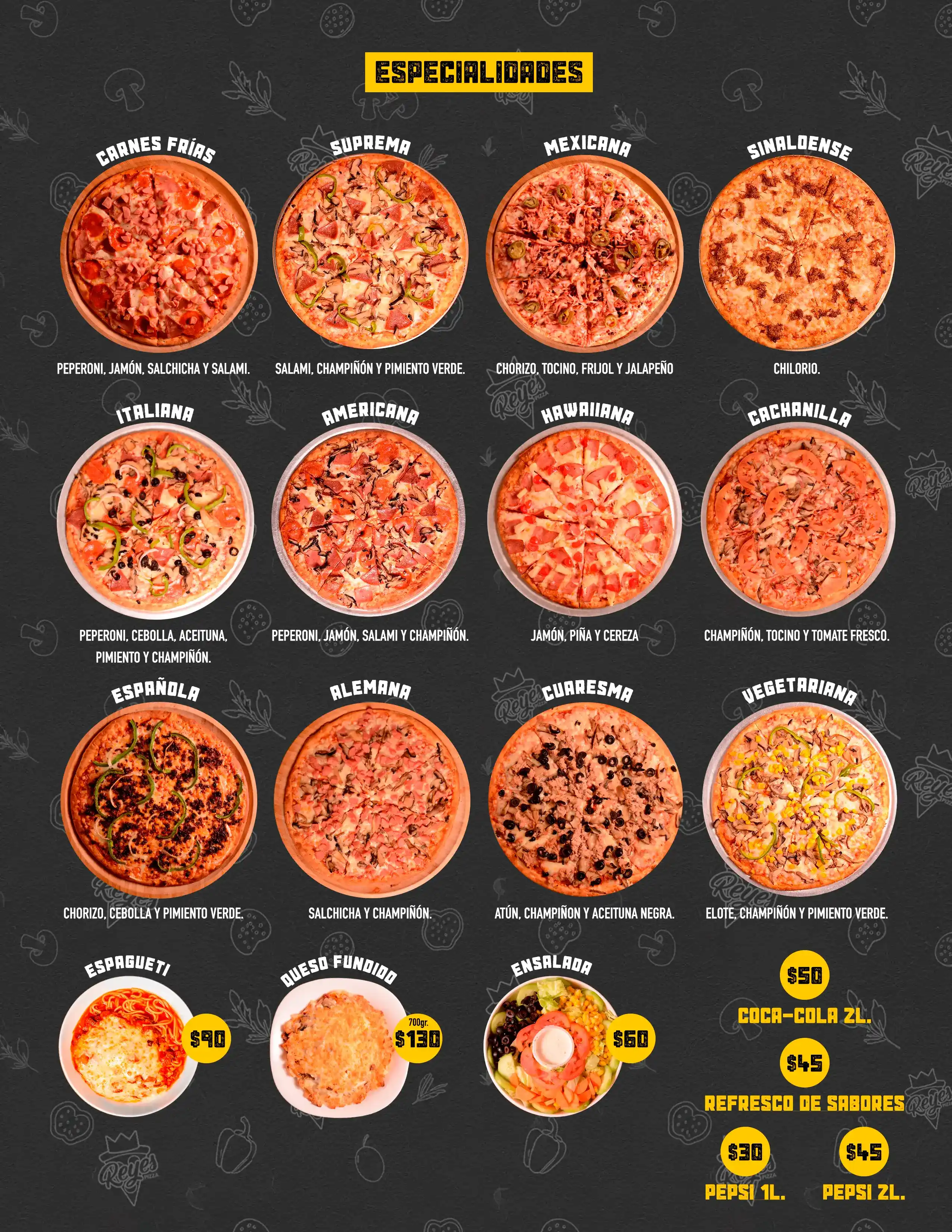 Menú Reyes Pizza Página 2