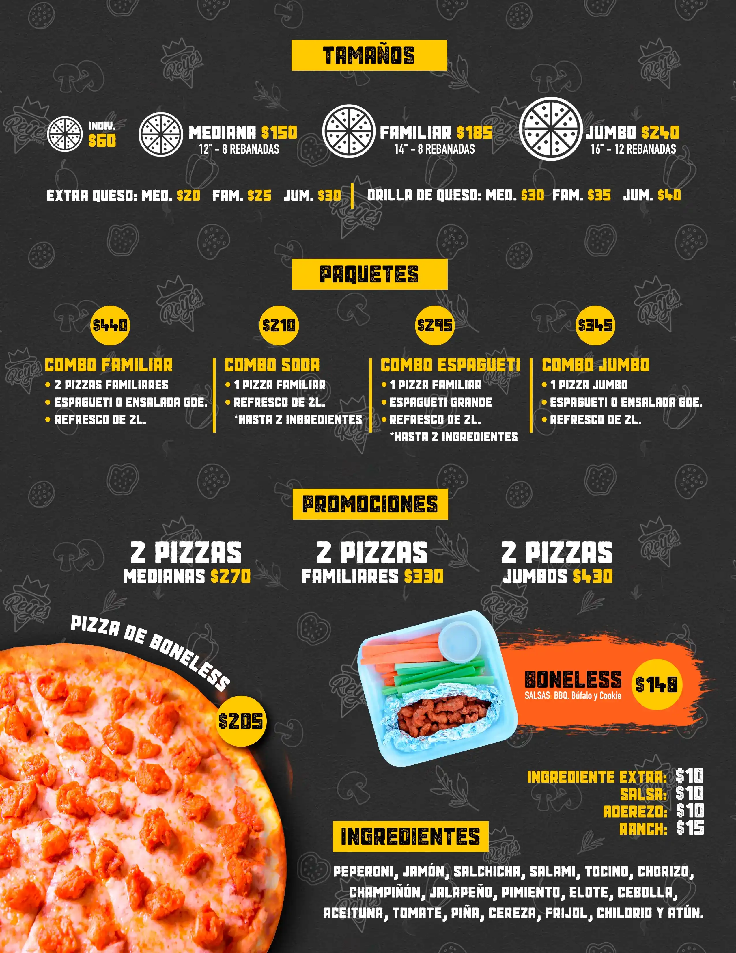 Menú Reyes Pizza Página 1